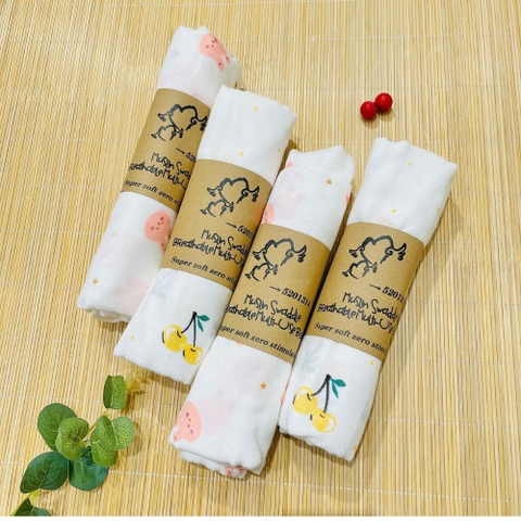 Khăn tắm cuộn sợi tre Muslin Swaddle cho bé