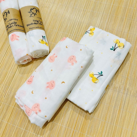 Khăn tắm cuộn sợi tre Muslin Swaddle cho bé