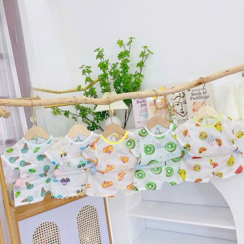 Bộ cộc thun giấy họa tiết ngẫu nhiên cho bé