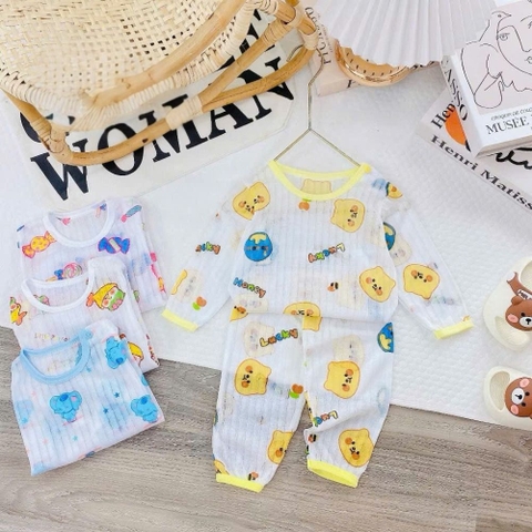 Bộ dài tay thun giấy họa tiết ngẫu nhiên cho bé