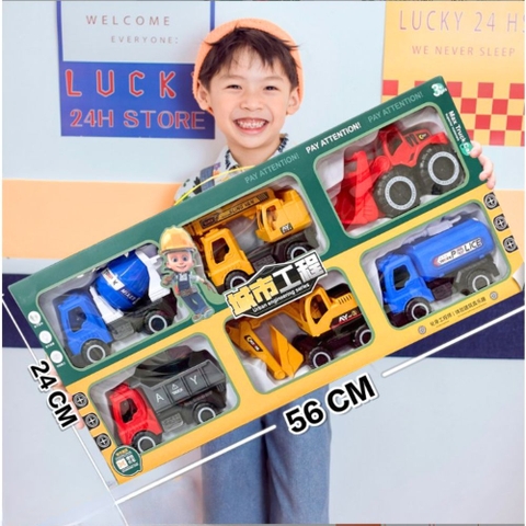Hộp 6 xe công trình cỡ lớn cho bé