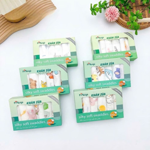 Hộp 6 khăn sữa cotton hữu cơ 2 lớp Marigo cho bé