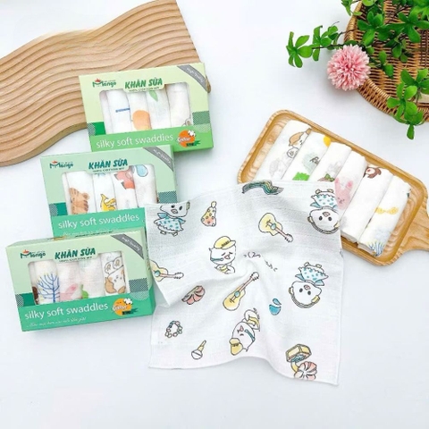 Hộp 6 khăn sữa cotton hữu cơ 2 lớp Marigo cho bé