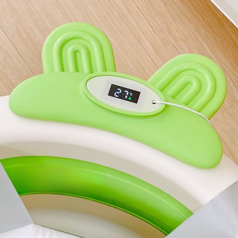 Thau tắm gấp gọn Sasa hình thỏ kèm phao có nhiệt kế