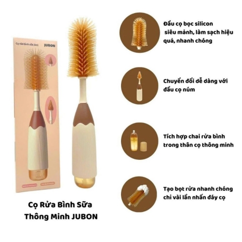 Bộ cọ rửa bình sữa Jubon 3in1 kèm bình đựng nước rửa