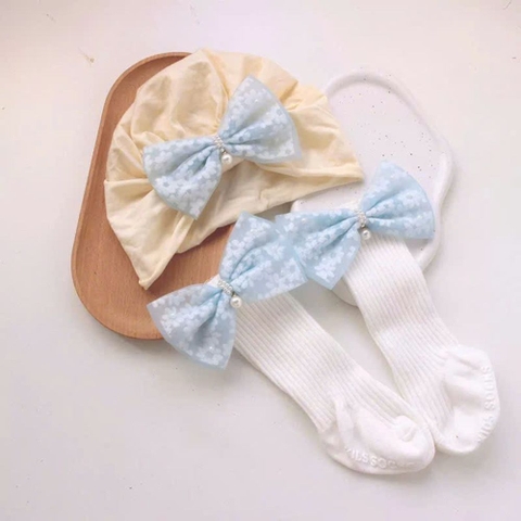 Set nón turban nơ đính ngọc kèm vớ dài Chicbaby