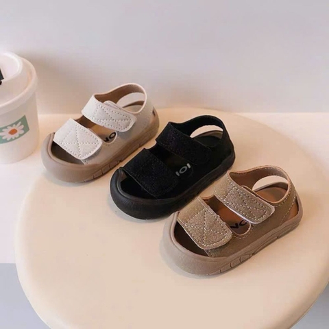 Giày sandal trơn quai dán chống trượt cho bé
