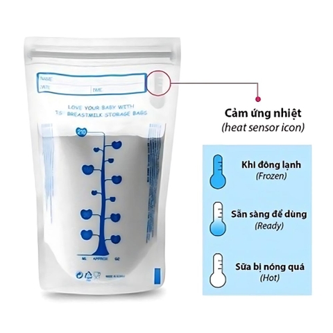 Túi trữ sữa Unimom cảm biến nhiệt 210ml hộp 30 túi