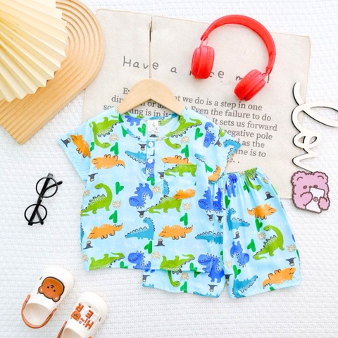 Bộ tole lanh cộc tay in họa tiết bé trai