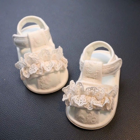 Giày vải ren tập đi kem chống trượt cho bé gái