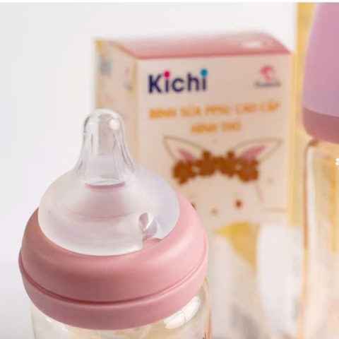 Bình sữa PPSU cổ rộng Kichi họa tiết động vật 270ml