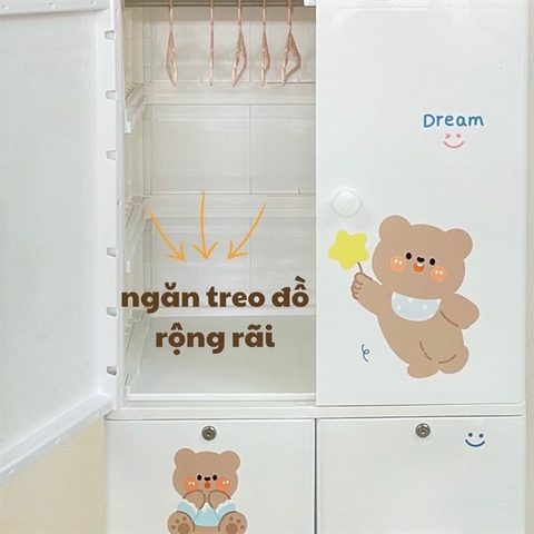 Tủ Sasa 5 tầng hình Lion và Teddy