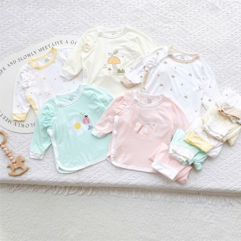 Bộ dài sơ sinh cài lệch HG Kids vạt bầu cho bé