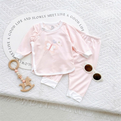Bộ dài sơ sinh cài lệch HG Kids vạt bầu cho bé