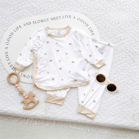 Bộ dài sơ sinh cài lệch HG Kids vạt bầu cho bé