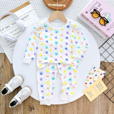 Bộ tay dài quần dài Minkymom họa tiết thỏ