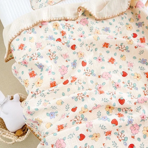 Chăn xô viền HBQ kids in họa tiết cao cấp