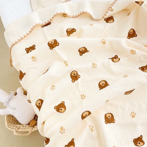 Chăn xô viền HBQ kids in họa tiết cao cấp