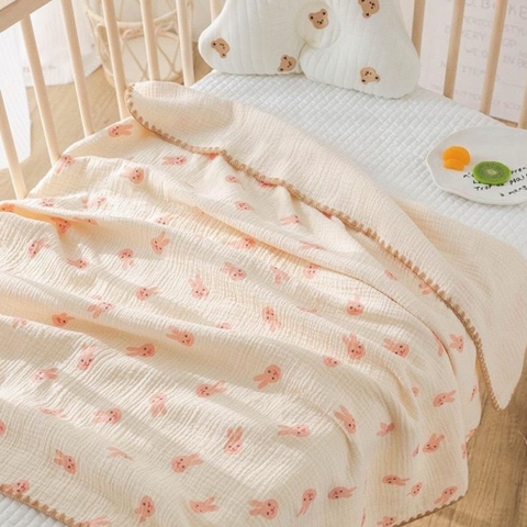 Chăn xô viền HBQ kids in họa tiết cao cấp