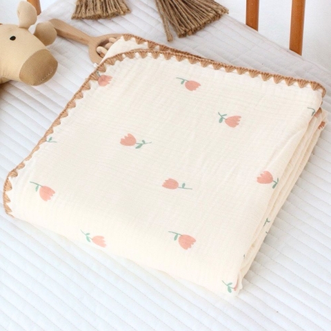 Chăn xô viền HBQ kids in họa tiết cao cấp