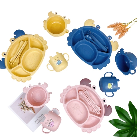 Set khay ăn dặm lúa mạch hình cua