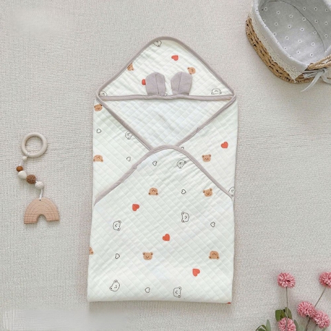 Ủ choàng xô trần hàn tai gấu Lucky cho bé