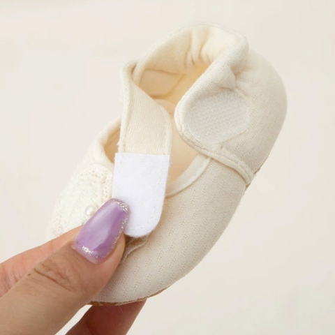 Giày búp bê vải tập đi trái tim chống trượt cho bé gái