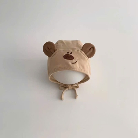 Mũ nón cotton cột dây tai gấu cho bé