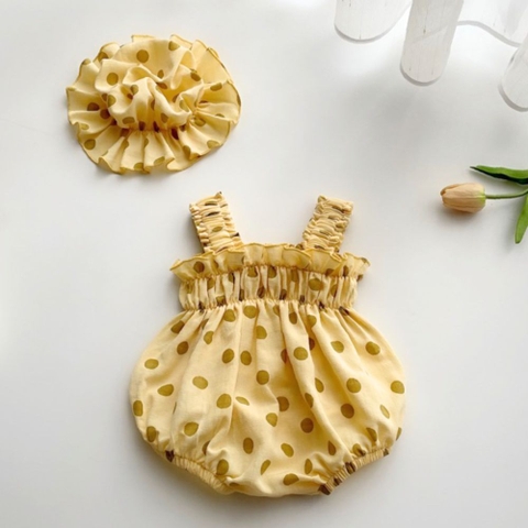 Body 2 dây chấm bi màu vàng cho bé