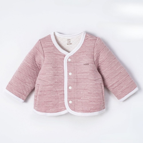 Áo khoác Nous chần bông màu hồng in họa tiết