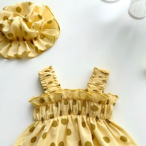 Body 2 dây chấm bi màu vàng cho bé