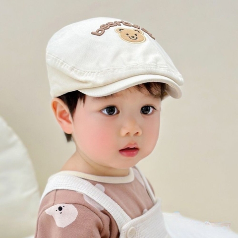Nón mũ nồi kaki thêu hình gấu bear baby
