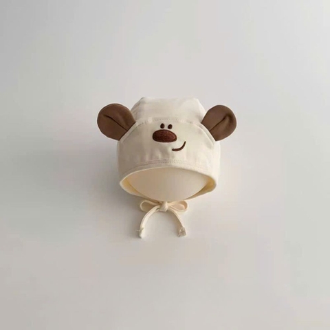 Mũ nón cotton cột dây tai gấu cho bé