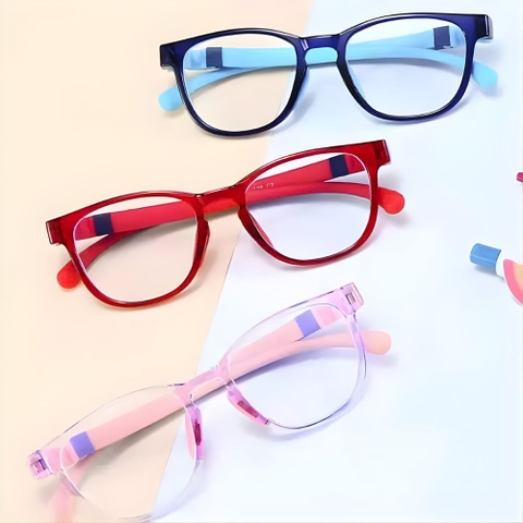 Mắt kính chống ánh sáng xanh gọng silicon vuông bầu 02