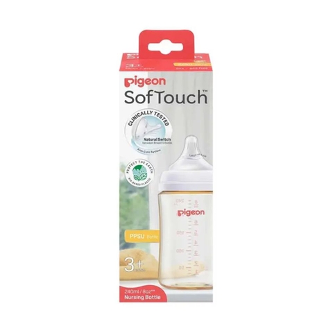 Bình sữa Pigeon Softouch PPSU Plus cổ trắng thế hệ 3