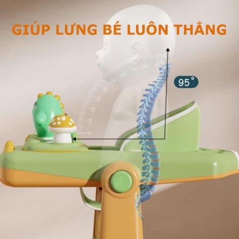 Xe tập đi chữ U đa năng hình khủng long cho bé