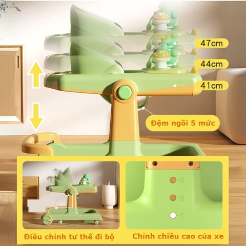 Xe tập đi chữ U đa năng hình khủng long cho bé