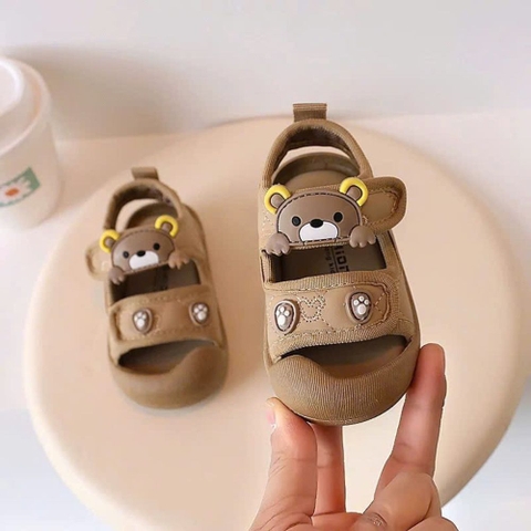 Giày sandal tập đi hình gấu 3D cho bé
