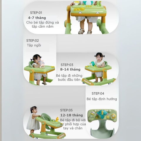 Xe tập đi chữ U đa năng hình khủng long cho bé