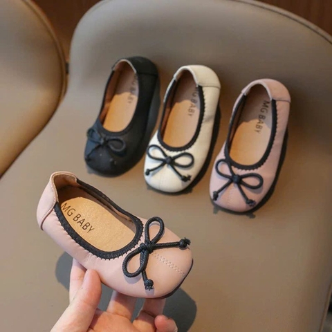 Giày búp bê da mũi tròn MG Baby cho bé gái