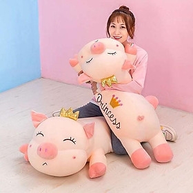 Gấu bông hình heo vương miện dáng nằm