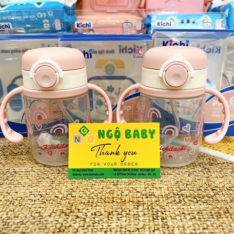 Bình tập uống chống sặc có tay cầm Kichi 350ml