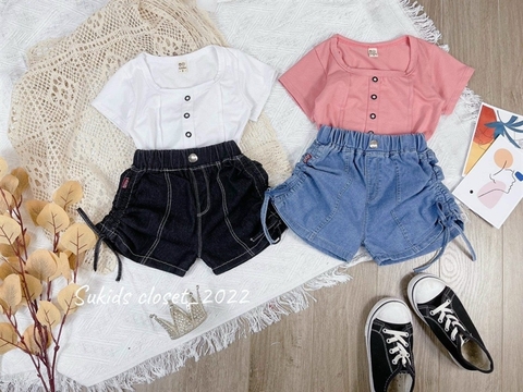 Set Áo Thun Quần Đùi Rút Dây