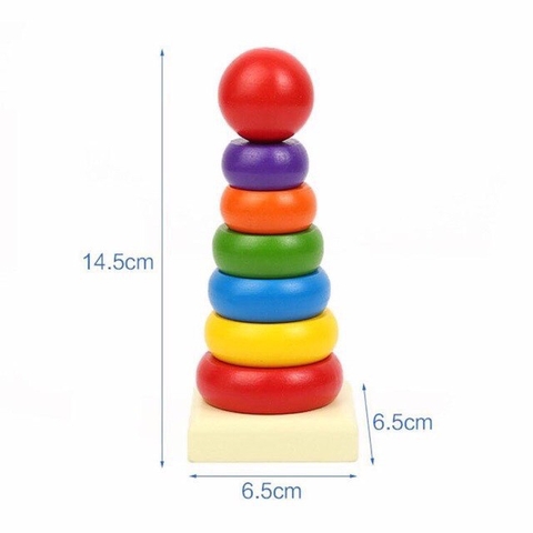 Tháp gỗ xếp chồng 7 màu