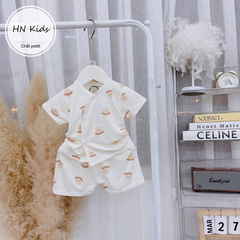 Bộ cộc cúc lệch HN Kids trắng in ful họa tiết