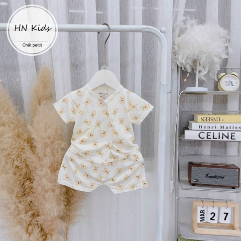 Bộ cộc cúc lệch HN Kids trắng in ful họa tiết
