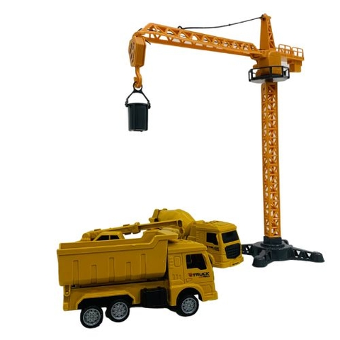 Bộ đồ chơi xe tháp cẩu công trình xây dựng cho bé