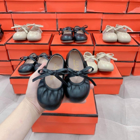 Giày búp bê da phối nơ