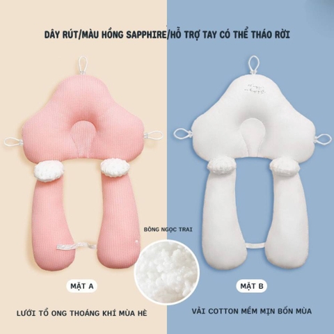 Gối chặn chữ U 2in1 chống bẹp đầu cho bé
