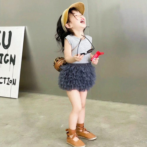 Set áo sát nách tăm phối chân váy tầng đính nơ